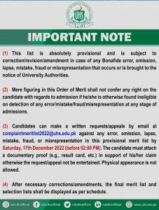 First Provisional Merit List for MBBS / BDS in Public Sector Medical / Dental Colleges of Punjab Session 2022-2023