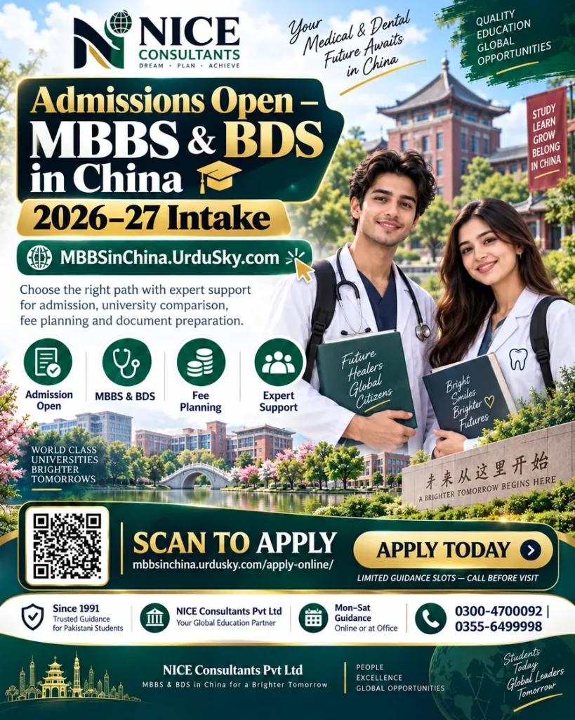 MBBS and BDS admissions open in China for 2026-27 with application and fee planning support