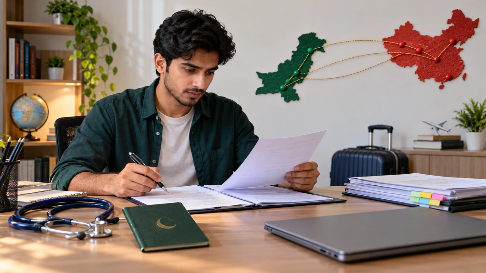 Pakistani medical applicant and adviser mapping admission study records clinical training and licensing steps
