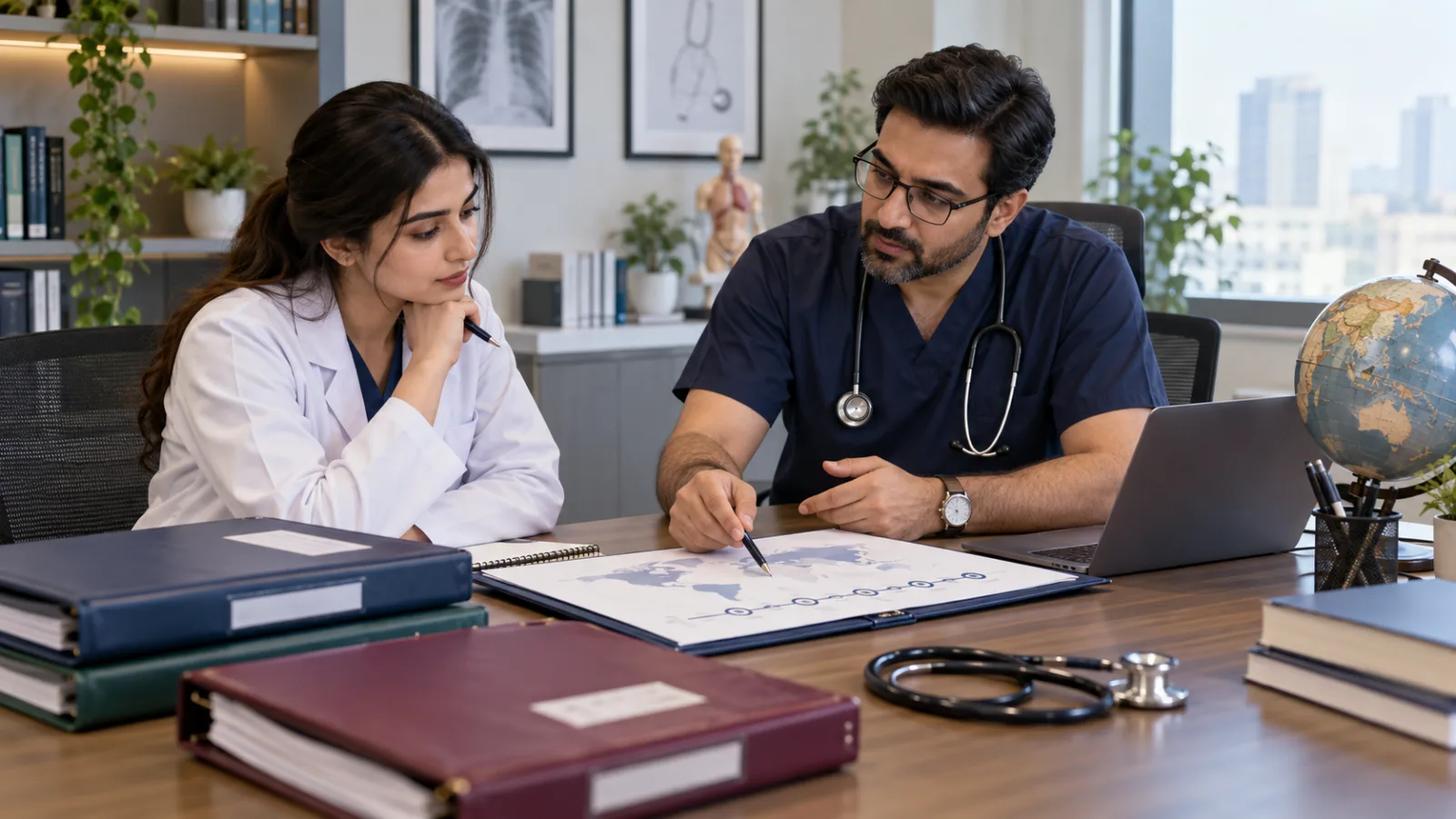 Pakistani medical applicant and adviser mapping admission study records clinical training and licensing steps