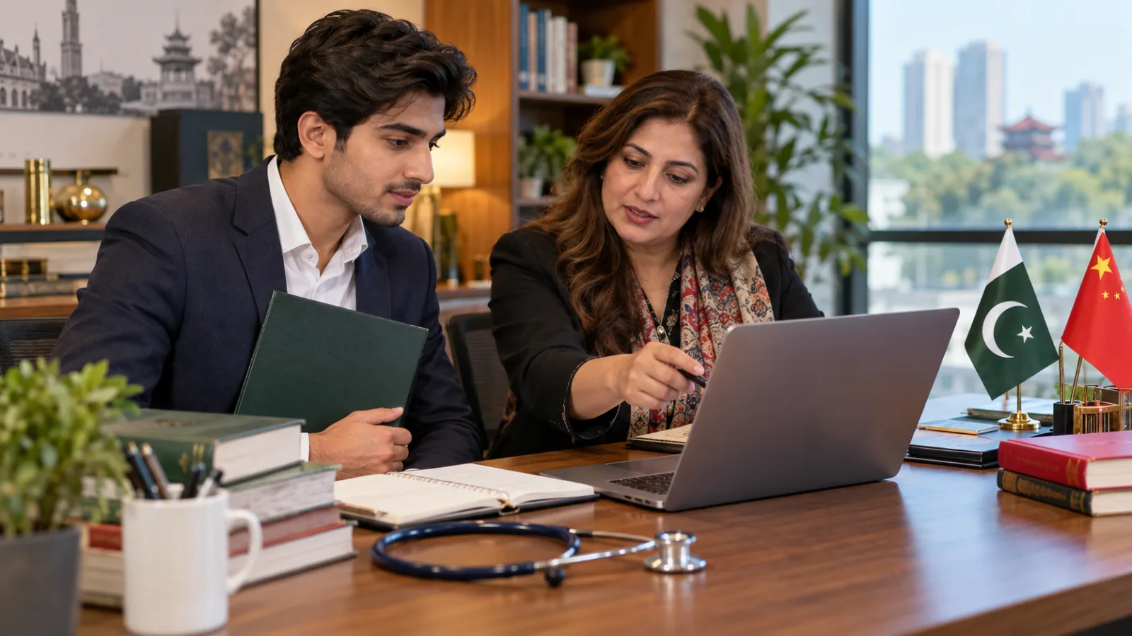 Pakistani medical applicant and adviser mapping admission study records clinical training and licensing steps