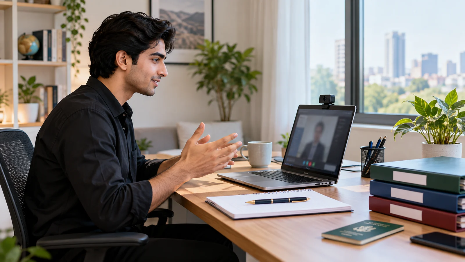 Pakistani applicant organising documents for an online university application and possible interview