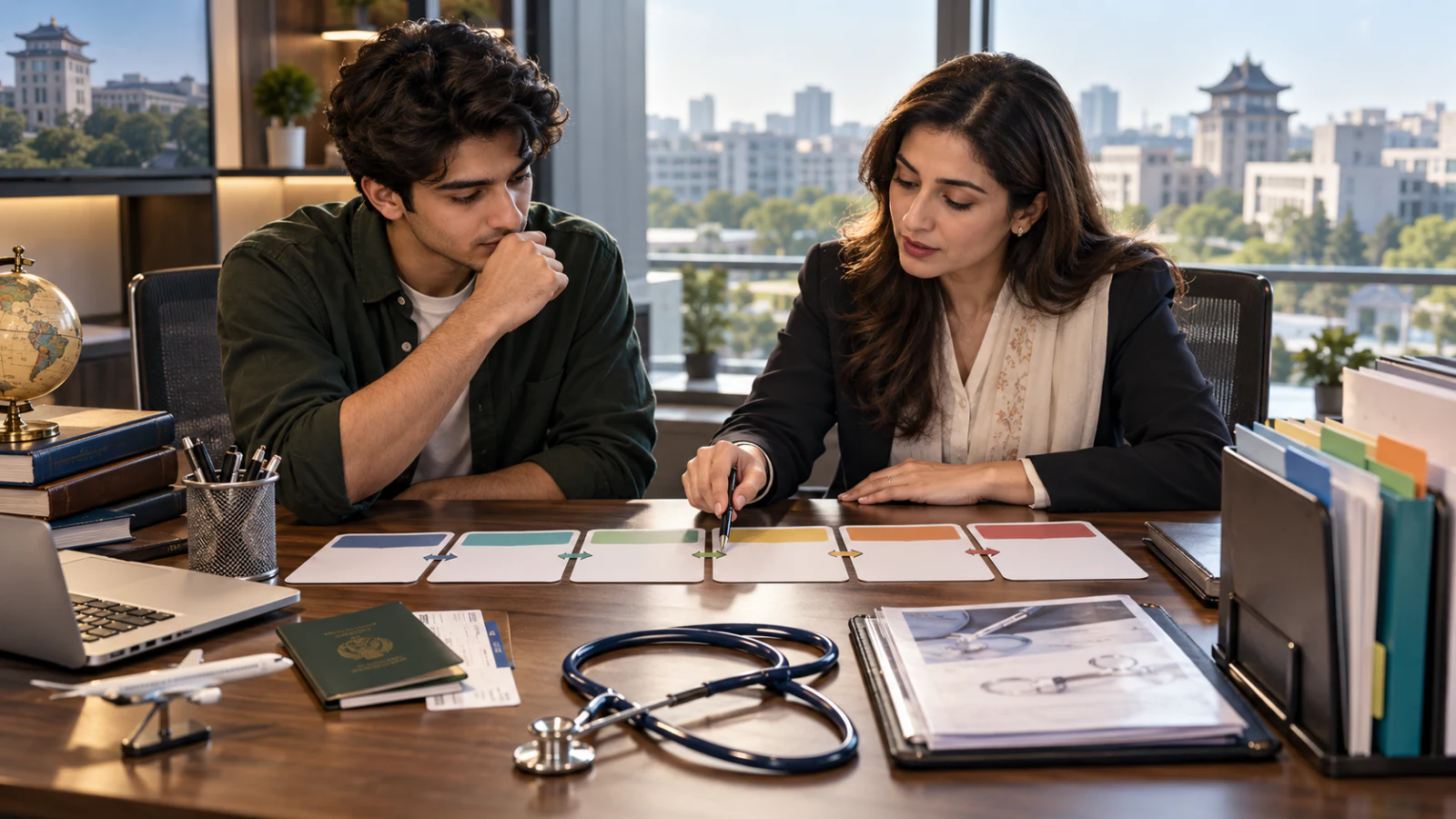 Pakistani medical applicant and adviser mapping admission study records clinical training and licensing steps