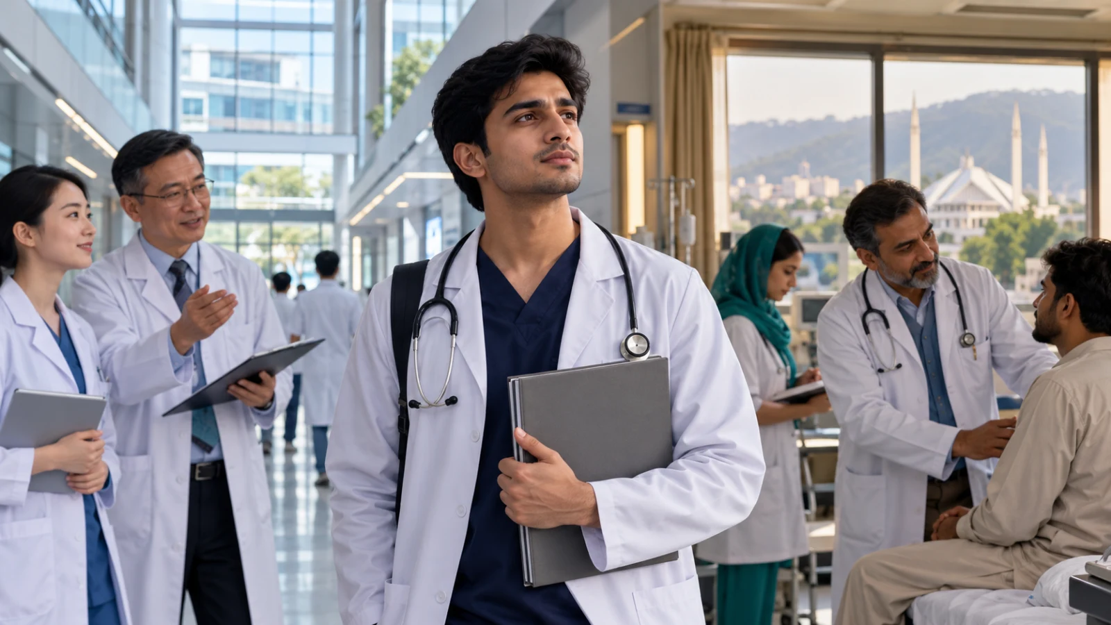 Pakistani medical applicant and adviser mapping admission study records clinical training and licensing steps